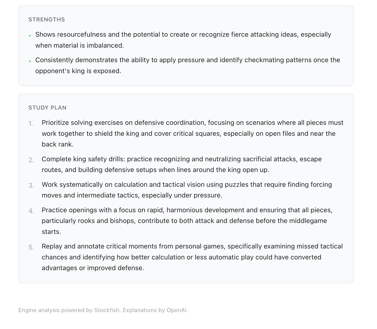 Kibitz — Study plan — personalised recommendations based on your pattern profile